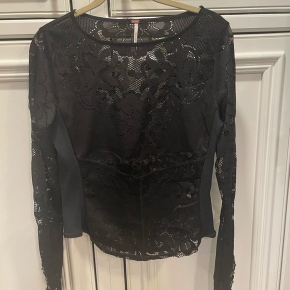 Free People Tops - Free people Elegant Black Lace Long Sleeve Top